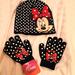 Disney Accessories | New Disney Minnie Mouse Hat And Gloves Set | Color: Black/Red | Size: Osg