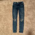 Free People Jeans | Fp High Rise Busted Knee Skinny Jeans Sz 26 Long | Color: Blue | Size: 26