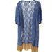 Lularoe Sweaters | Lularoe Lace And Fringe Kimono / Cover Up Kimono | Color: Blue/Gold | Size: S