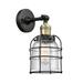 Williston Forge Decatur 1 - Light Dimmable Armed Sconce Glass/Metal in Gray/Black/Yellow | 12 H x 6 W x 8 D in | Wayfair