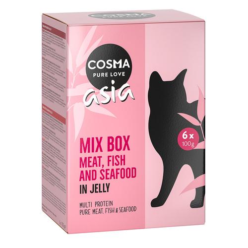 6 x 100g Frischebeutel Mix, 6 Sorten Cosma Asia Katzenfutter nass