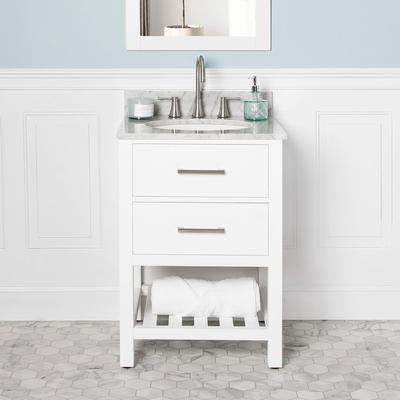 Randolph Morris Everett 24 Inch Birch & Oak Console Vanity with Oval Undermount Sink - White RMV524-WH