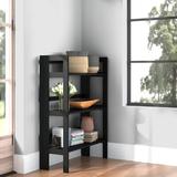 Three Posts™ Akridge 38.54" H x 27.8" W Solid Wood Etagere Bookcase Wood in Black | 38.54 H x 27.8 W x 11.5 D in | Wayfair