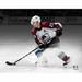 Nathan MacKinnon Colorado Avalanche Unsigned White Jersey Stopping Spotlight Photograph