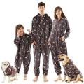 Family Pajamas Matching Sets, Drop Seat Onesie Hooded Zip Up Flannel One Piece Pajama Christmas Halloween for Men,Women,Kids, Babies,Dogs,Cats,Grey Deer,Men: XL
