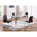 Dining Set w/ Contemporary Glass Table & Modern Upholstered Chairs - Chintaly CRISTINA-JANE-5PC-BLK