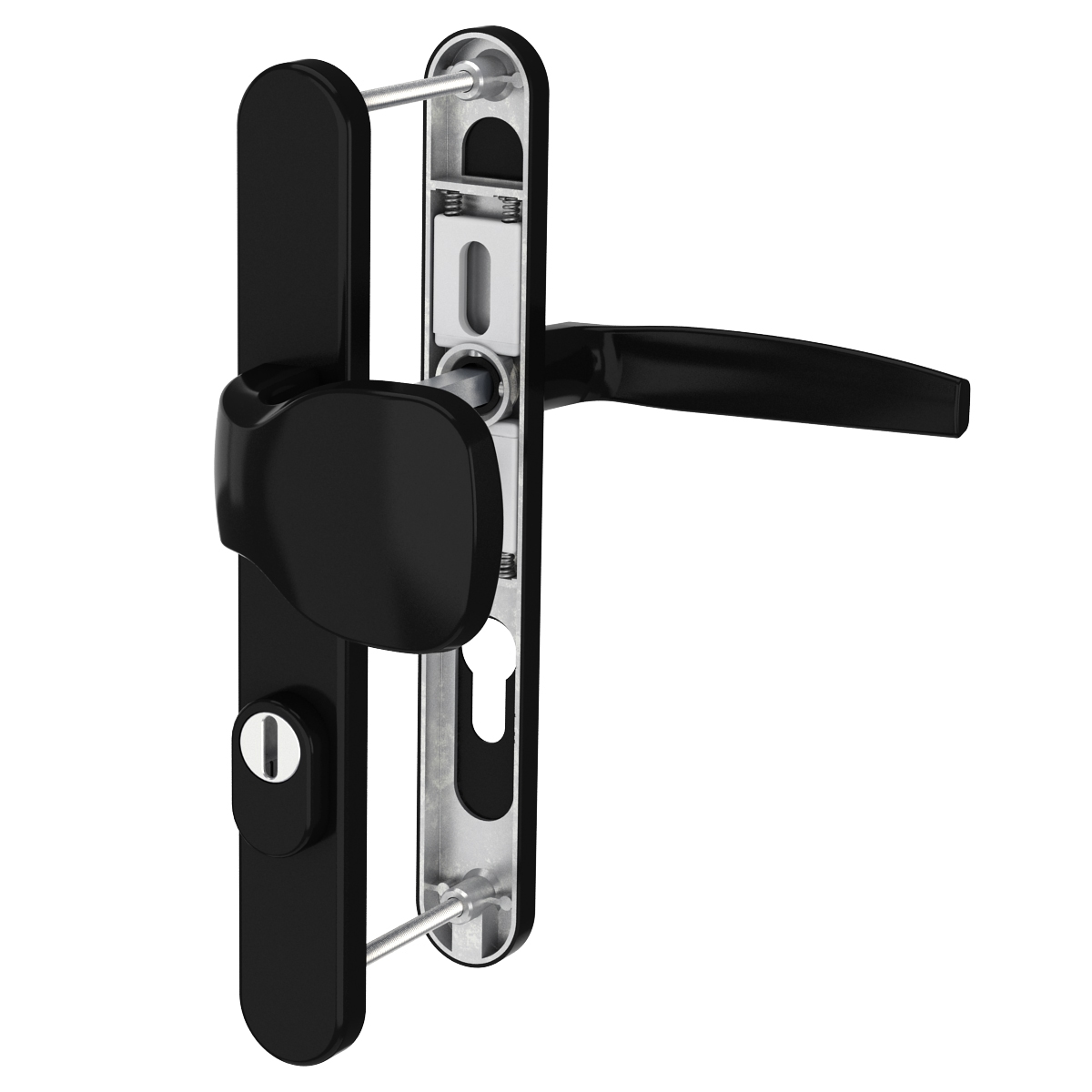 MS Beschläge Schmalrahmengarnitur 8-72mm Schwarz Kernziehschutz Knopf/Drücker TS 39-54mm Image