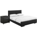 Hindes Upholstered Platform Bed, Black, Full with 1 Nightstand - Camden Isle Furniture 86364