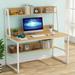 Willa Arlo™ Interiors Enid Desk w/ Hutch Wood/Metal in White/Brown | 54.72 H x 47.24 W x 22.6 D in | Wayfair 4C488DA44E7B4A138A968D5ABDCE7A16