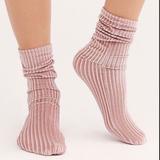 Free People Accessories | Free People Trixie Textured Velvet Socks - Lilac | Color: Pink | Size: Os