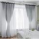 Blackout Curtain Double Layer for Living Room Girl Bedroom,White Sheer Voile Shading Curtain,Darkening Window Drape Valance Panel,Tulle Overlay Thermal Insulation Eyelet Curtain,Green,Blue,Gray,1pcs