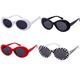 ADEWU Oval Sunglasses Retro Kurt Cobain Clout Goggles for Women Men (4pcs - White+Black+Grid+Red)