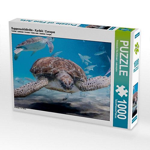 Puzzle CALVENDO Puzzle Suppenschildkröte - Karibik / Curaçao - 1000 Teile Foto-Puzzle glückliche Stunden Kinder