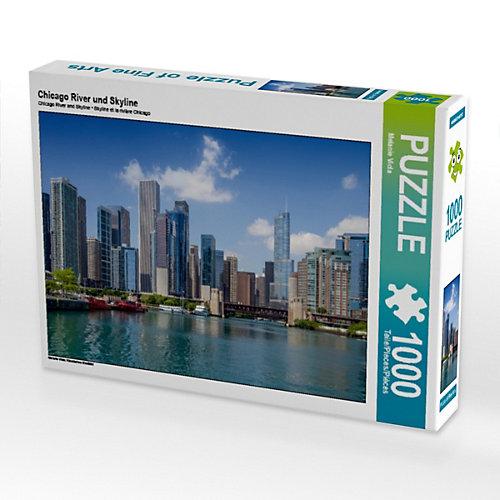Puzzle CALVENDO Puzzle Chicago River und Skyline - 1000 Teile Foto-Puzzle glückliche Stunden Kinder