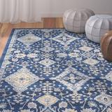 Blue/White 79 x 0.35 in Area Rug - Charlton Home® Osakis Oriental Royal/Ivory Area Rug | 79 W x 0.35 D in | Wayfair BNGL9186 33716187