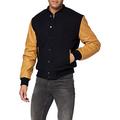 Schott NYC Men's Lcusa Leather Jacket, Navy/Cognac, Medium