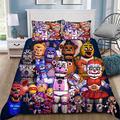 Anjinguang FNAF 3-Piece Bedding Set,FNAF Five Scary Nights Single/Double/King Comforter Set with Pillow Sham and Duvet Cover Bedding,with 1 Quilt Cover 2 Pillow Shams for Teens Boys Girls