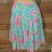 Lilly Pulitzer Skirts | Lilly Pulitzer Aqua Pink Floral Skirt Xs | Color: Blue/Pink | Size: Xs