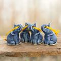 The Holiday Aisle® Colerain Elephant Herald Hanging Figurine Ornament Ceramic/Porcelain in Blue | 2.4 H x 1.2 W x 1.8 D in | Wayfair