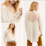 Free People Tops | Free People Saheli Embroidered Ivory Top Blouse Long Sleeves. Xs | Color: Cream | Size: Xs