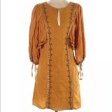 Anthropologie Dresses | Anthropologie Farm Rio Embellished Dress Peasant | Color: Orange/Yellow | Size: Sp