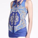 Anthropologie Tops | Anthropologie Leifnotes Parted Paisley Tank Blue M | Color: Blue | Size: M