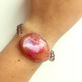Anthropologie Jewelry | Anthropologie Geode Agate Pink Fuchsia Bracelet | Color: Pink | Size: Os