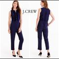 J. Crew Pants & Jumpsuits | J. Crew Ruffle Front Petite Jumpsuit In Navy Blue. | Color: Blue | Size: 00