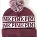 Pink Victoria's Secret Accessories | Beanie Pom Pom Hat By Victoria’s Secret Pink New Winter White Burgundy Warm | Color: White | Size: Os