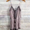 American Eagle Outfitters Pants & Jumpsuits | Ae Romper Spaghetti Strap One Piece Shorts Outfit | Color: Cream/Purple | Size: S