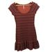 Free People Dresses | Free People Striped Ruffle Hem Dress | Color: Black/Red | Size: S