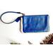 Coach Bags | Coach Blue Fur Trim Pebble Leather Wristlet | Color: Blue/White | Size: 8" (L) X 5" (H)