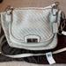 Coach Bags | Coach Kri Woven Leather Satchel. Silver/Parchment. | Color: Silver/White | Size: Os