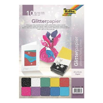 Glitterpapier »Glänzend« 70 g/m² 23 x 33 cm 10 Blatt mehrfarbig, folia, 23x33 cm