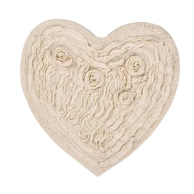 Bellflower Heart Bath Rug by Home Weavers Inc in Ivory