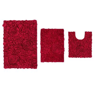 Bellflower 3-Pc. Bath Rug Set by Home Weavers Inc in Red (Size 3 RUG SET)