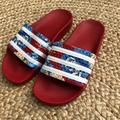 Adidas Shoes | Adidas Adilette Slides Size 5m 6w Red Floral | Color: Blue/Red | Size: 6
