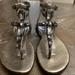 Michael Kors Shoes | Michael Kors Metallic Pewter & Crystal Gladiator T-Strap Sandal | Color: Brown | Size: 6.5