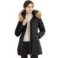 Orolay Women's Puffer Coat Faux Fur Trim Hood Down Jacket Jet black 2XL