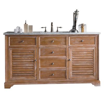 "Savannah 60"" Driftwood Single Vanity With 3 CM Carrara Marble Top - James Martin 238-104-5311-3CAR"