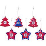 FOCO LA Clippers 3'' x Six-Pack Shatterproof Tree And Star Ornament Set