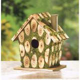 Millwood Pines Paredes Mossy Wood 8 in x 5 in x 8 in Birdhouse Wood in Brown, Size 8.0 H x 5.0 W x 7.5 D in | Wayfair