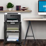 Mount-It Adjustable Mobile Printer Stand w/ Drawer, 4 Swivel Wheels & Cable Management Plastic in Black | 24.25 H x 17.13 W x 13.25 D in | Wayfair