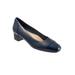 Wide Width Women's Daisy Block Heel by Trotters in Navy (Size 7 1/2 W)