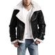 e Genius Men's RAF Aviator Pilot Fur Hood Black Bomber Faux Leather Jacket