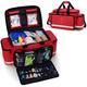 Trunab Emergency Responder Trauma Bag Empty, Professional Large First Aid Bag Medical Bag with Inner Dividers and Anti-Scratch Bottom, Ideal for EMT, EMS, Paramedics, Red, Empty-Patented Design