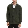 Kallspin Men's Merino Wool Blended Shawl Collar Button Cardigan Sweater with Pockets (Army Green, 2X-Large)