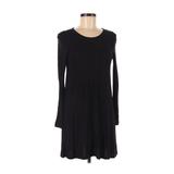 H&M Casual Dress Crew Neck Long Sleeve: Black Solid Dresses - Women's Size Small