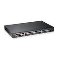 Zyxel 48-Port Gigabit PoE Switch | Smart Managed | Rackmount | 48 PoE+ Ports with 170 Watt Budget and 2 SFP Ports | VLAN, IGMP, QoS [GS1900-48HP]