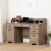 South Shore Versa Executive Desk w/ Hutch Wood in Brown | 37.25 H x 59.5 W x 23.25 D in | Wayfair 13104